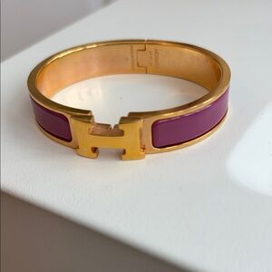 Gold and Pink Enamel Bracelet